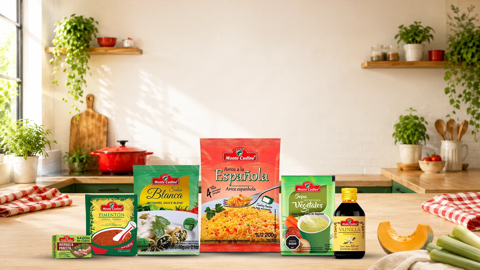 Mesa con productos de Monte Cudine